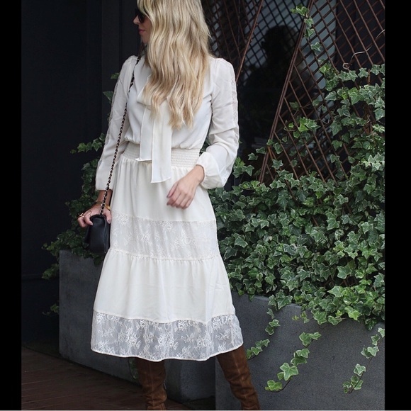 EVA MENDES for New York & Company Long Sleeved Laced Boho/Western Dress Small - Picture 1 of 13